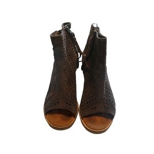 Toms Ladies Peep Toe Heeled Ankle Booties